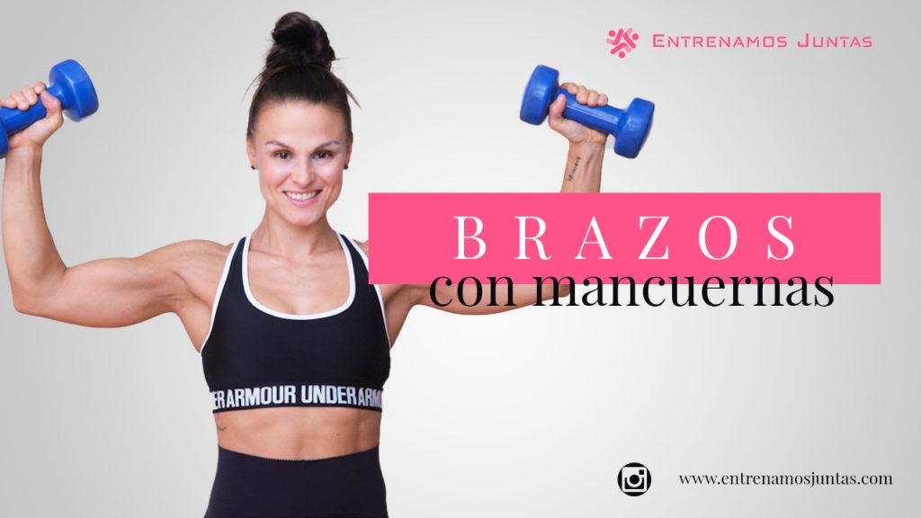 Portada de vídeo de entrenamiento para fortalecer y adelgazar brazos con mancuernas.