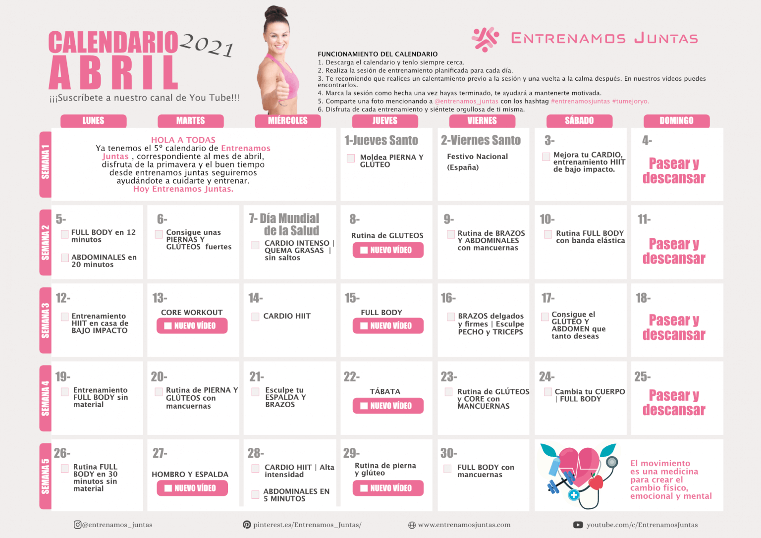 Calendario de abril 2021 » Entrenamos Juntas